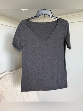 Classic V-Neck Short Sleeve Tee - Dark Gray